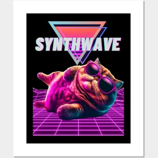 Synthwave cool cat Posters and Art